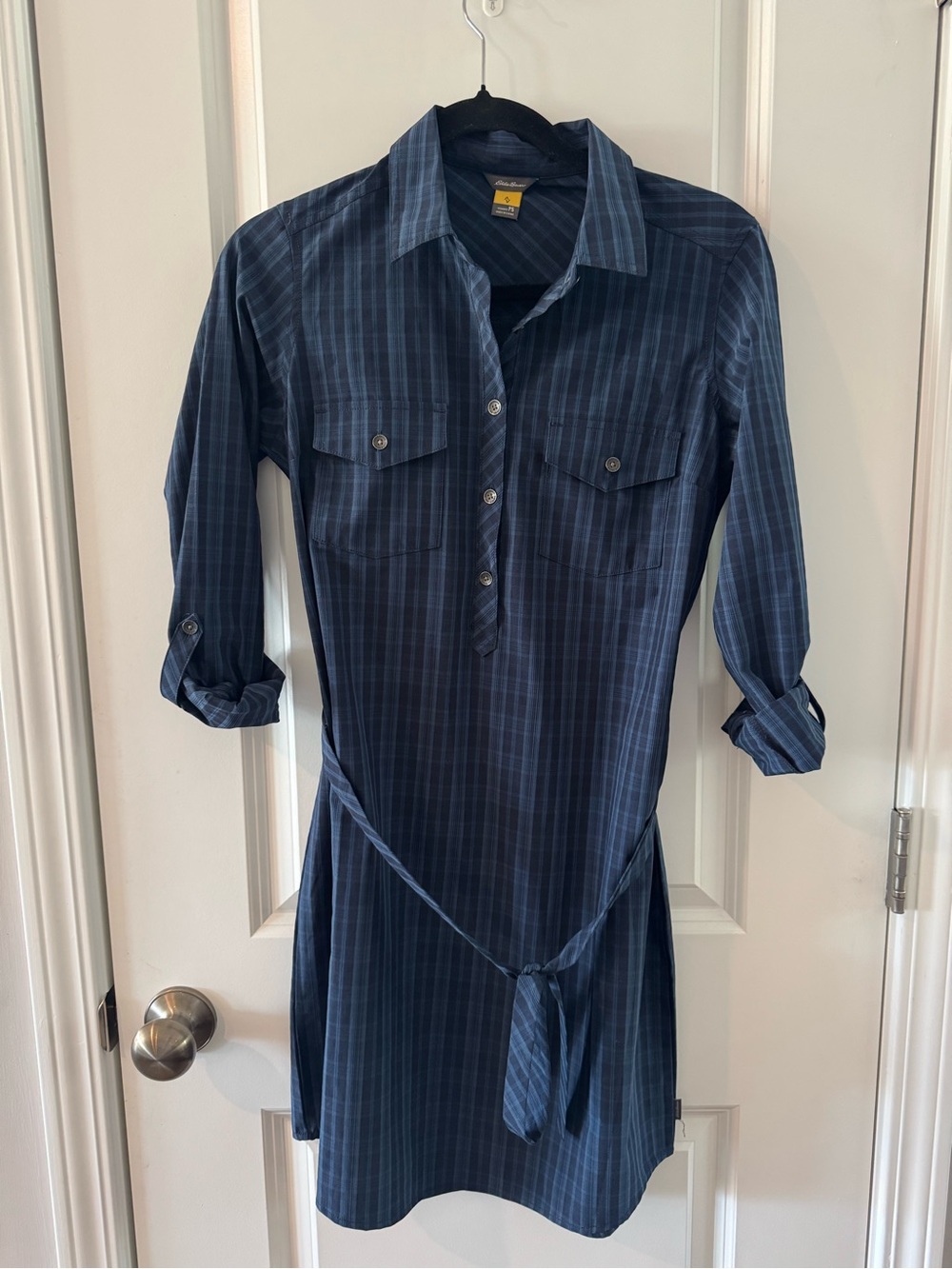 Eddie Bauer Navy Plaid Hiking Dress